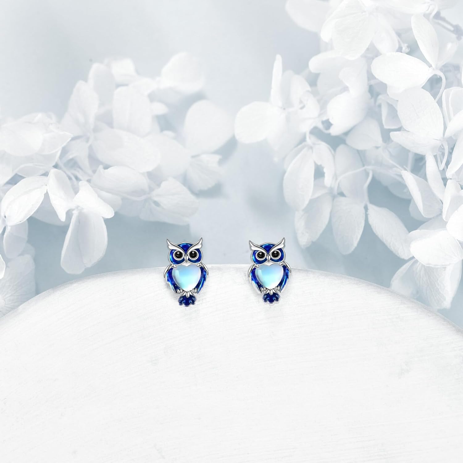 LUHE Owl/Dragonfly/Bee Stud Earrings Sterling Silver Cute Animal Earrings with Gemstone Jewelry Gift for Women