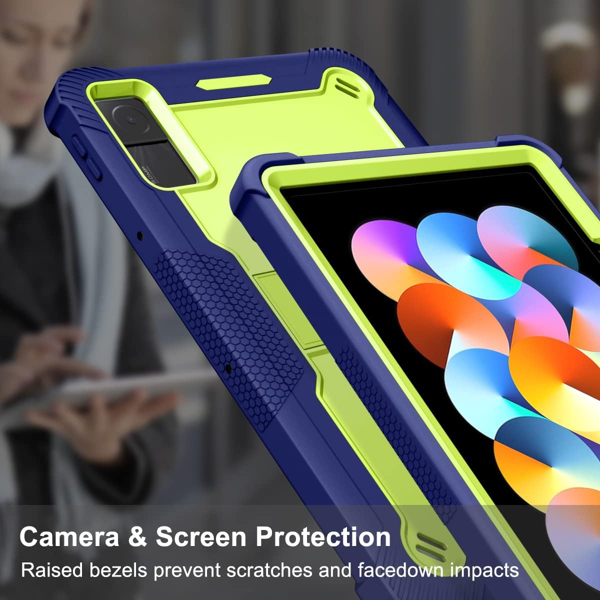 Tablet Computer Case for Xiaomi Redmi Pad 10.61 inch Cover with Built-in Stand for Heavy Duty Military Grade Shockproof Hard Hybrid,Yellow+Blue