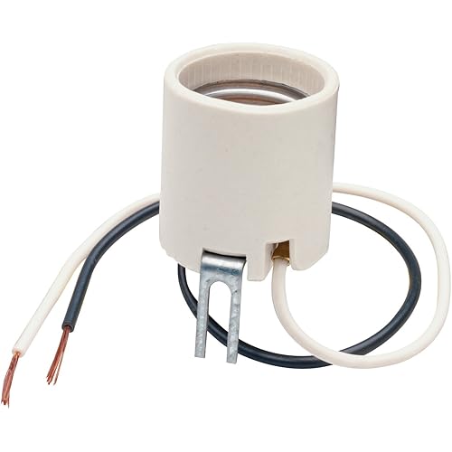 Legrand-Pass & Seymour 8052CC10 660W 250V Medium Base A26 Porcelain Lamp Holder, Bracket Mounted, Whie (1 Count)