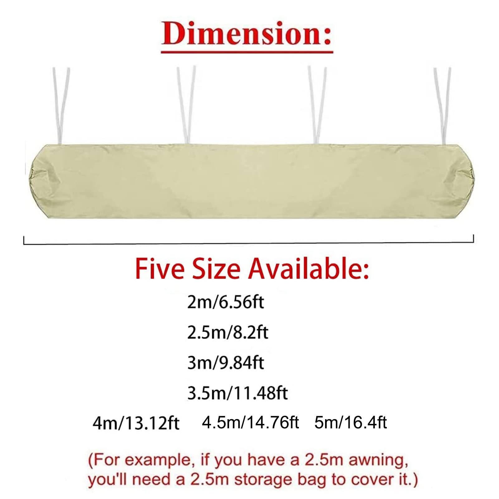 Custodia Impermeabile per Tenda da Sole da Patio, Copertura Antipolvere, Copertura Impermeabile per Tenda Avvolgibile a Scomparsa in Terrazzo, per Tende Standard Manuale (5M / 16.4Ft)