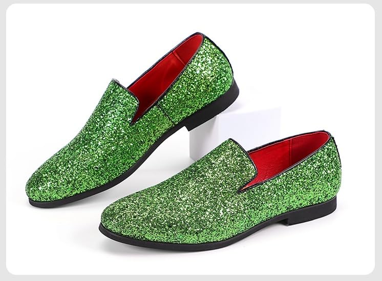 Men's Loafers Shoes Pointed Toe Shiny PU Leather Smoking Shoes Lightweight Flat Heel Flexible Walking Outdoor Slip On3