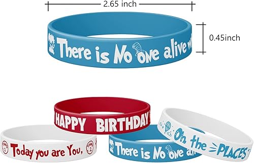 Miniatura 4 de (24 unidades) regalos de fiesta de Dr. Seuss, decoraciones de fiesta del Dr. Seuss, pulseras de silicona para niños, decoraciones de aula de Dr.