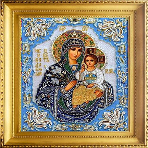 Ukerdo DIY Diamant Malen durch Nummer Sets Jesus Virgin Maria Harz HandarbeitenHaushalt Mauer Dekorativ Stickerei Malsets Cover