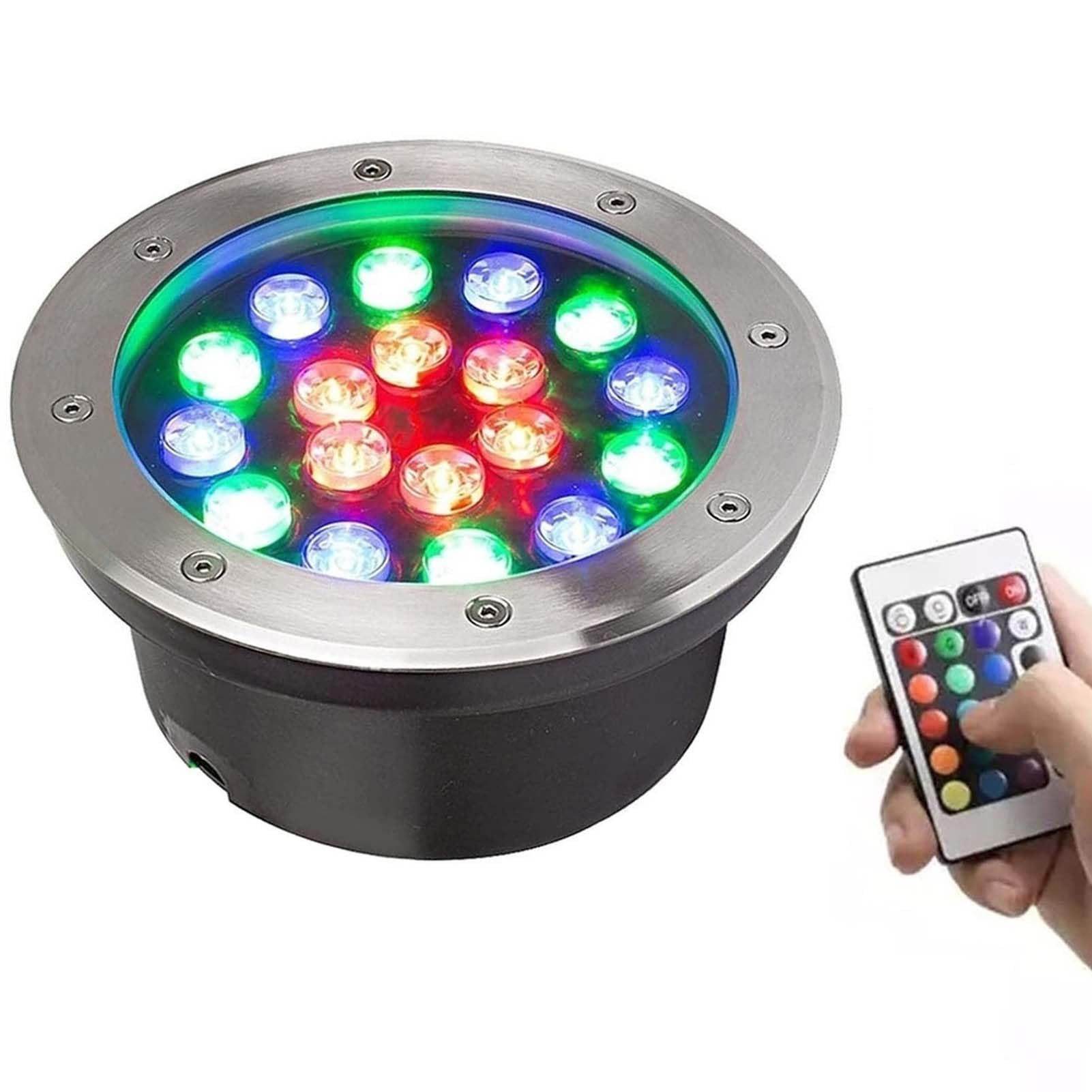 Foco LED Piscina, Luces De Paisaje Submarino, Foco Sumergible IP68, Foco Sumergible LED con Cambio De Color RGB, para Jardín, Focos De Piscina, con Mando A Distancia(24V,6w)