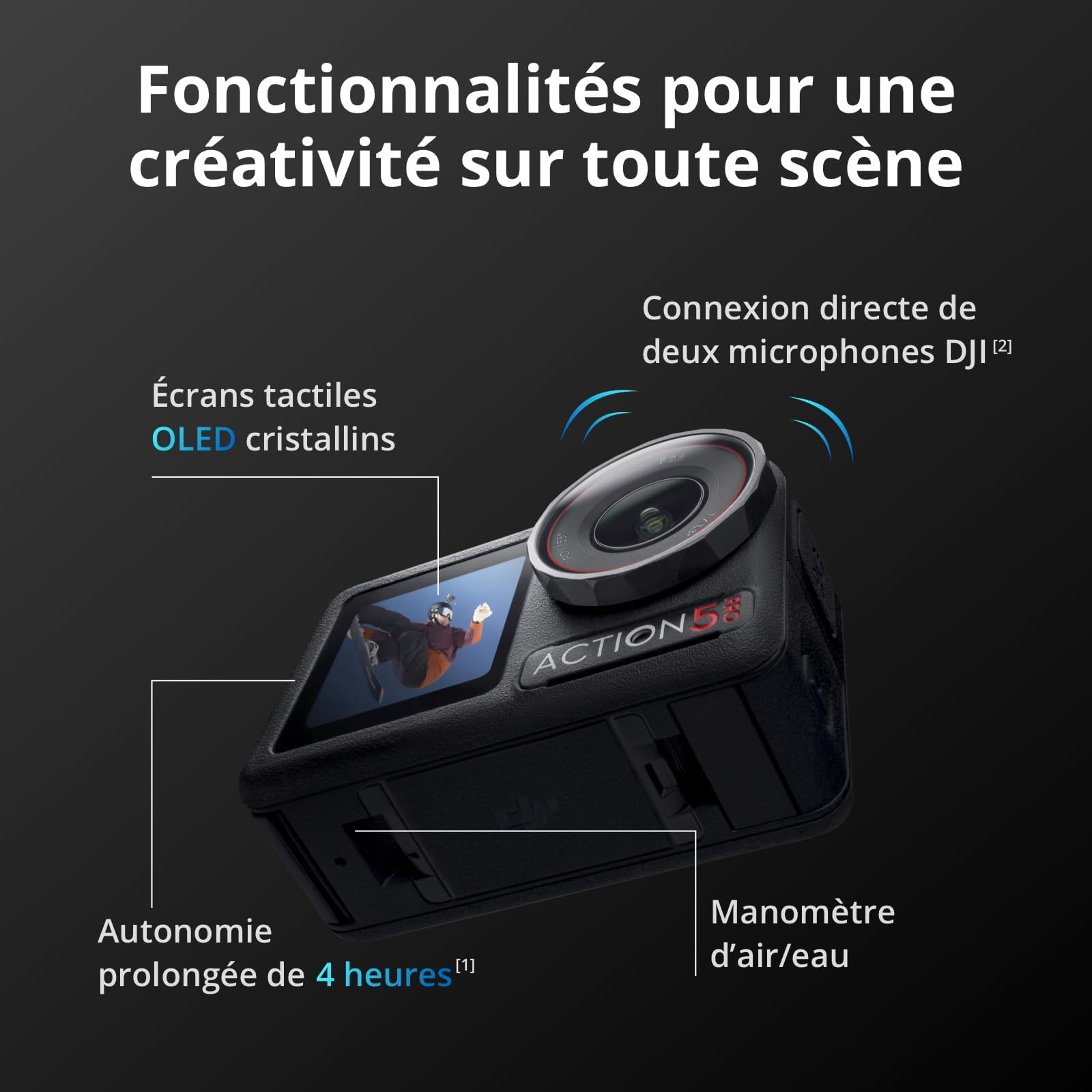 DJI Osmo Action 5 Pro Adventure Combo Avec Sac De Rangement + Film Blindé + Base Magnétique + Étui De Protection, Caméra D'action 4K, Autonomie Prolongée Avec 3 Batteries, Stabilisation, Deux Écrans