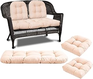 Wicker Chair Cushions 3 Piece Set, Waterproof Outdoor Cushions for Patio Furniture, Loveseat and