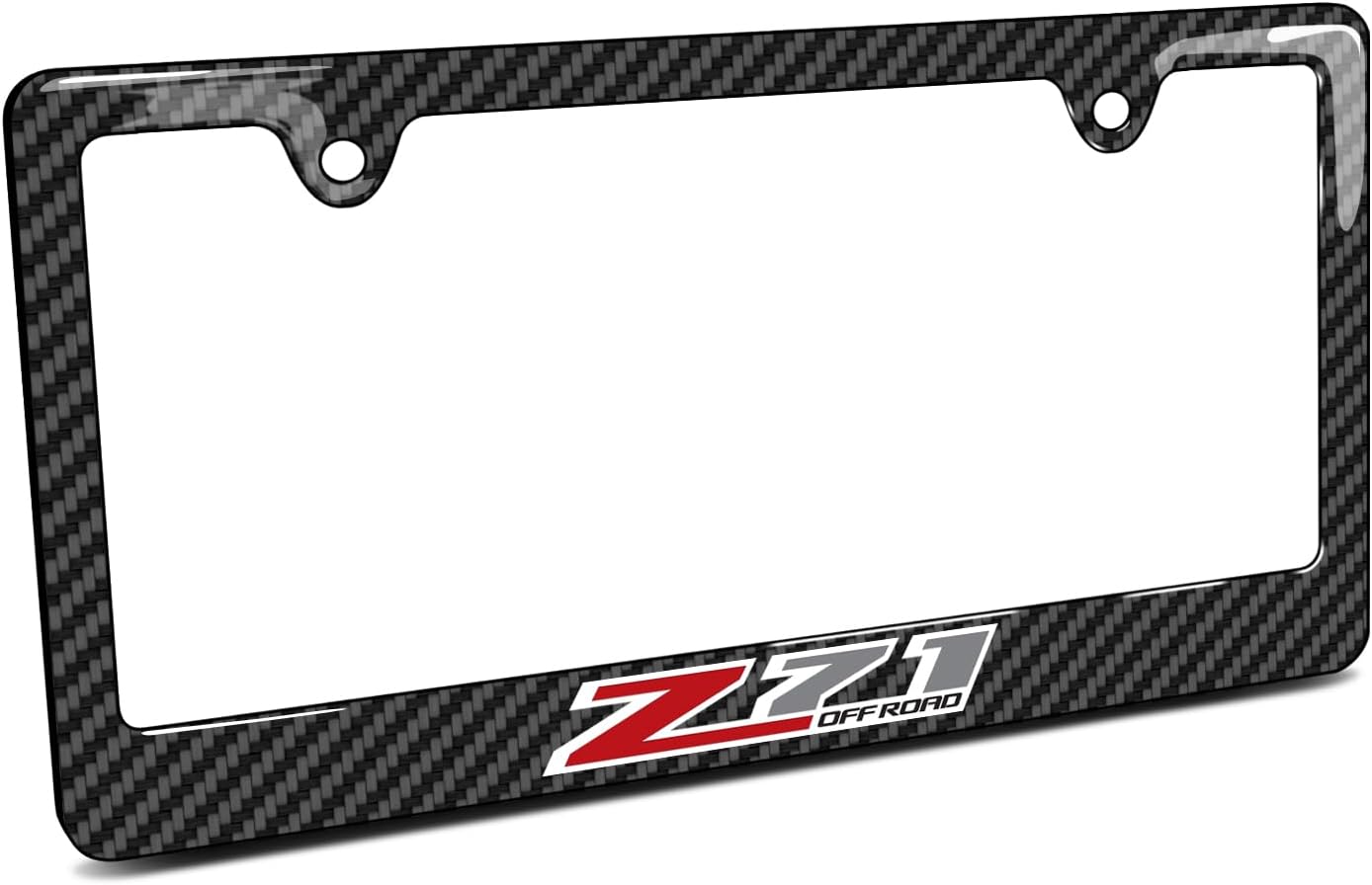iPick Image for Chevrolet Z71 Black Carbon Fiber Look ABS Plastic License Plate Frame is Official Licensed