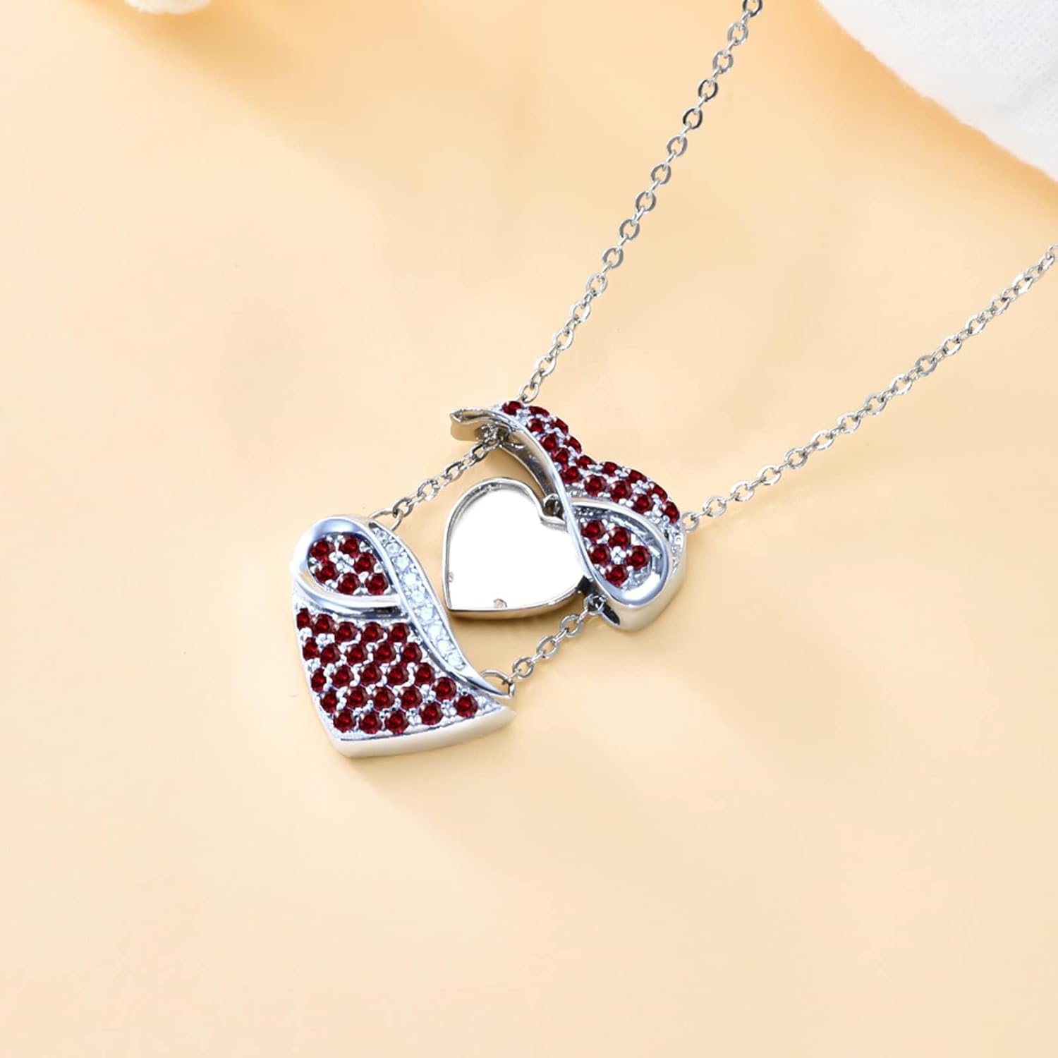 OCJ Locket Necklace for Women 925 Sterling Silver Heart Birthstone Locket Necklace That Holds Pictures Photo Locket Jewelry for Women Birthday Christmas Gifts - Image 5