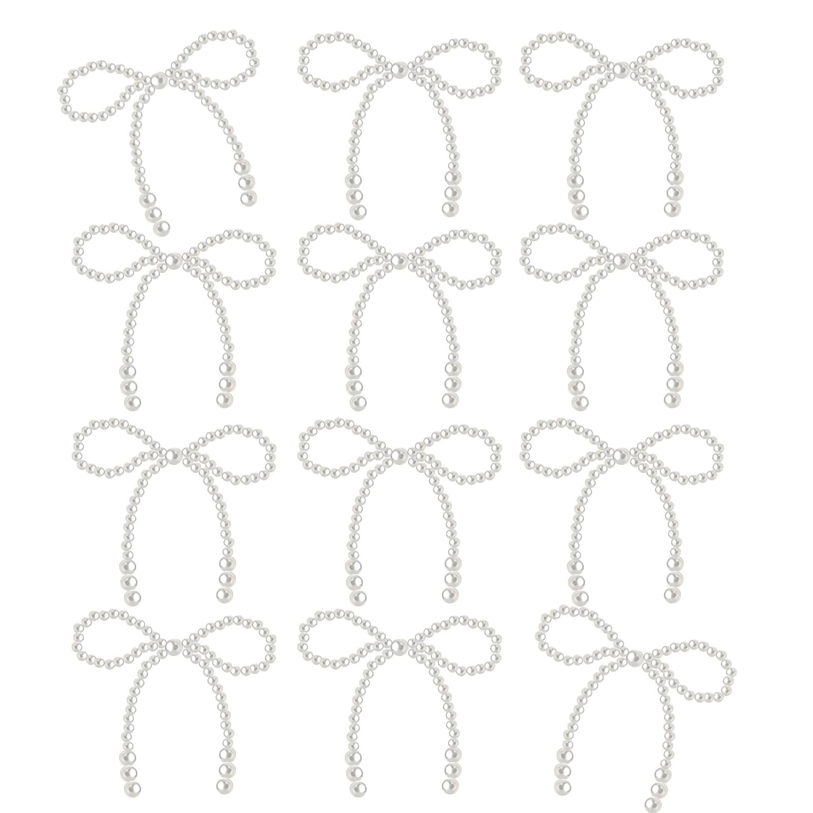 Tsophreniq 12Pcs White Imitation Pearls Bowknot Cake Decoration Toppers for Wedding Baby Showers Birthday Embellishment Elegant Pearls Party Ornament