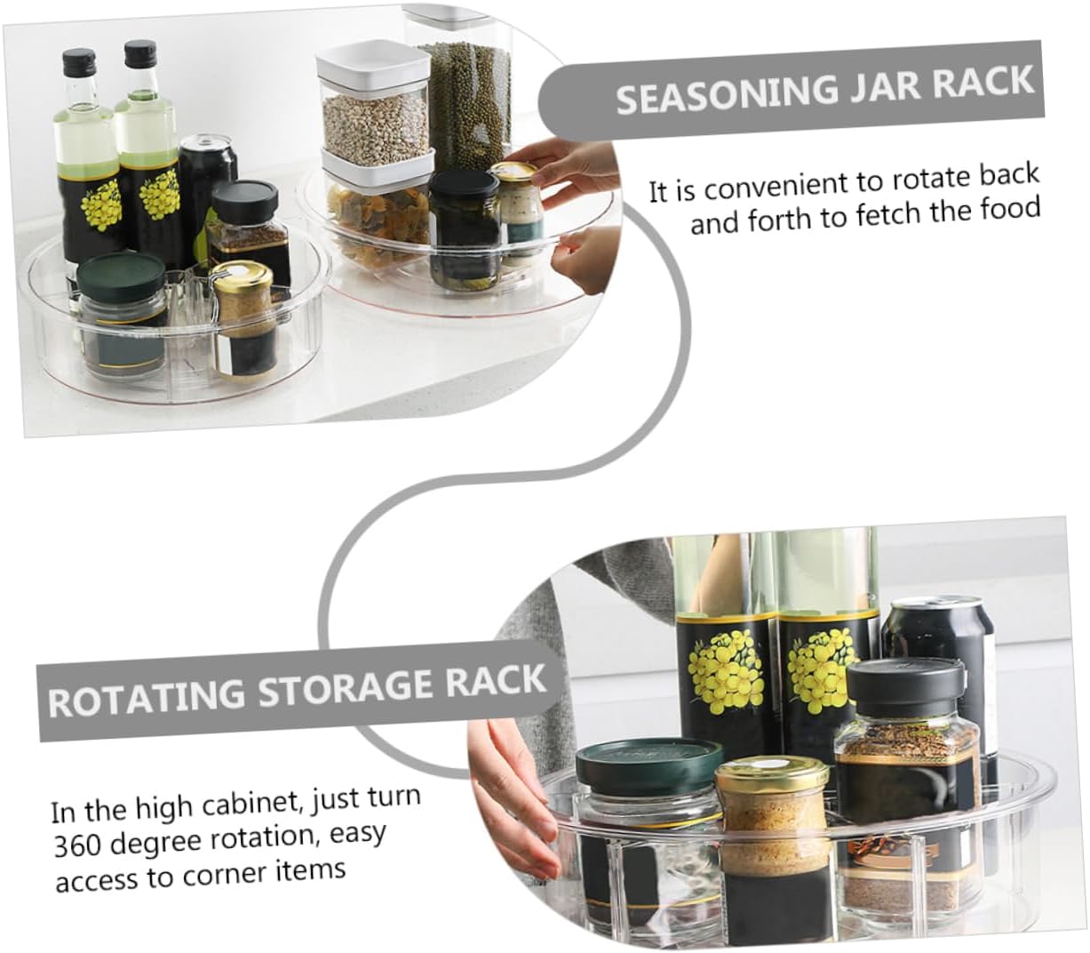 Rotating Spice Rack Kitchen Organizer High Capacity Condiment Holder with Rotatable Design Transparent Storage for Easy Access to Seasonings and Sundries