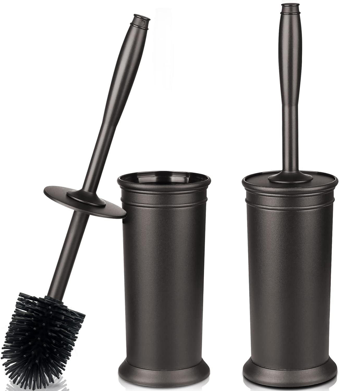 Toilet Brush and Holder, 2 Pack Silicone Toilet Bowl Brush with Extra Long Handle