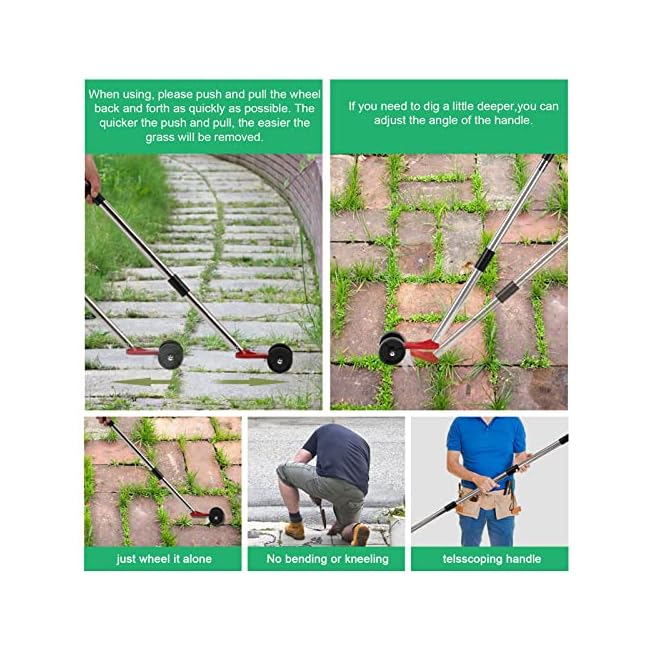 Kinaba Weed Grabber Remover Garden Tools for Driveway Patio Sidewalk, Crack and Crevice Weeding Tool and Broom