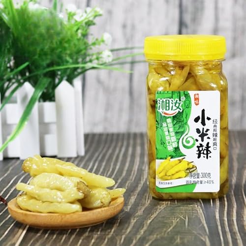 湖南特?辣椒? 泡椒小米辣椒?300g/瓶 中国辣椒? 泡椒凉菜?料品 ?泡野山椒 香辣休?小吃 湖南特産のパプリカパプリカ 中国唐辛子味噌 パプリカ前菜調味料品 自家製のパプリカ 唐辛子漬けのカジュアル軽食 (1瓶)