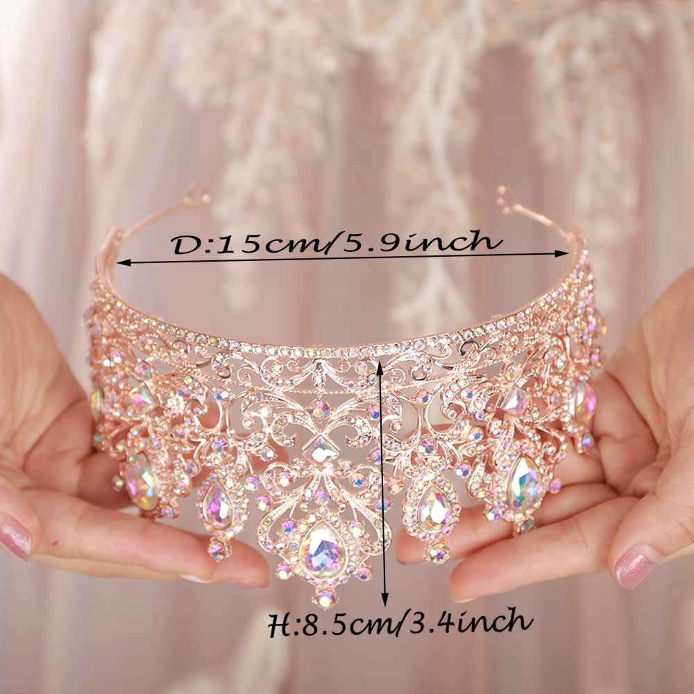 JWICOS Baroque Vintage Rhinestone Tiara Royal Crystal Crown Tiaras for Women Princess Crown Tiaras Bridal Hair Accessories for Wedding Prom Pageant Birthday Party