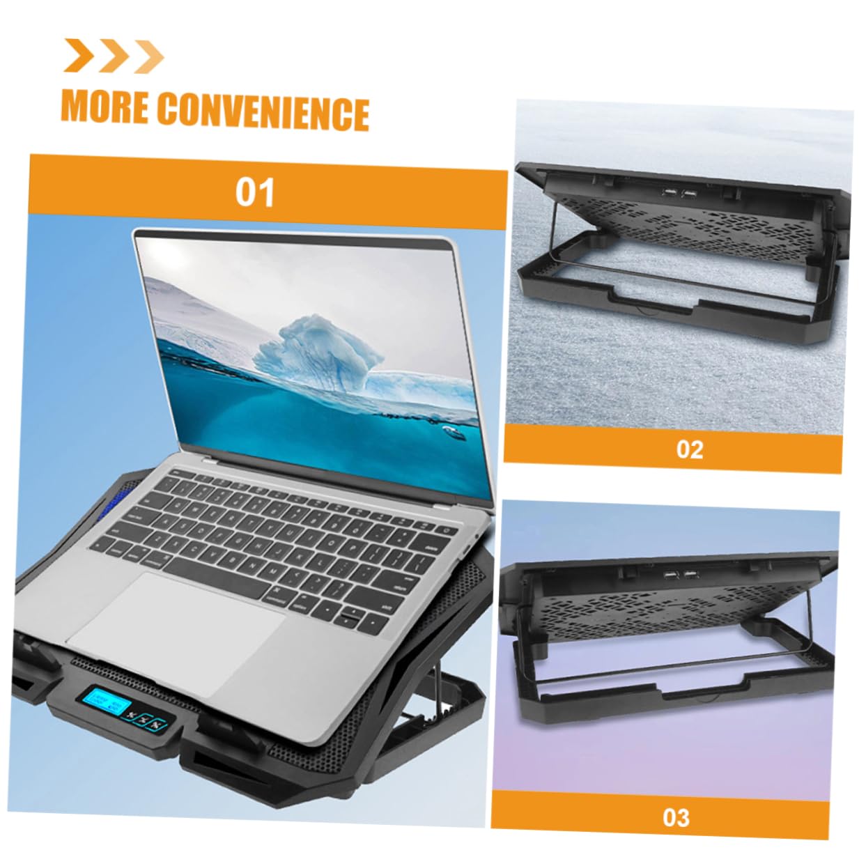 Soporte De Enfriamiento para Laptop Ventiladores Silenciosos Base Refrigerante Portátil para Computadora Soporte Ergonómico Ventiladores y Puerto USB para Uso Oficina