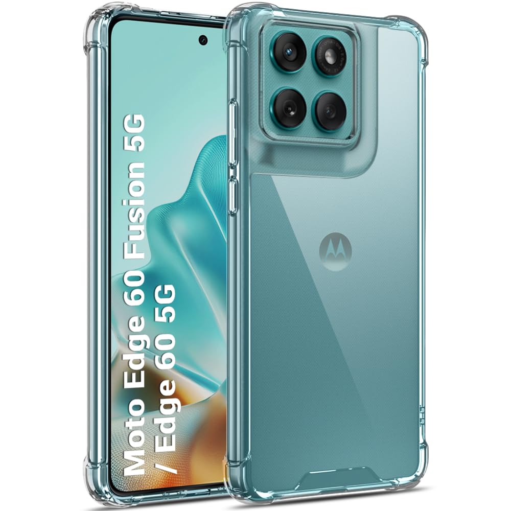 TheGiftKart Shockproof Crystal Clear Back Cover Case for Motorola Moto Edge 60 Fusion 5G / Moto Edge 60 5G | 360° Protection | Hard Clear Back Cover Case (PC & TPU, Transparent)