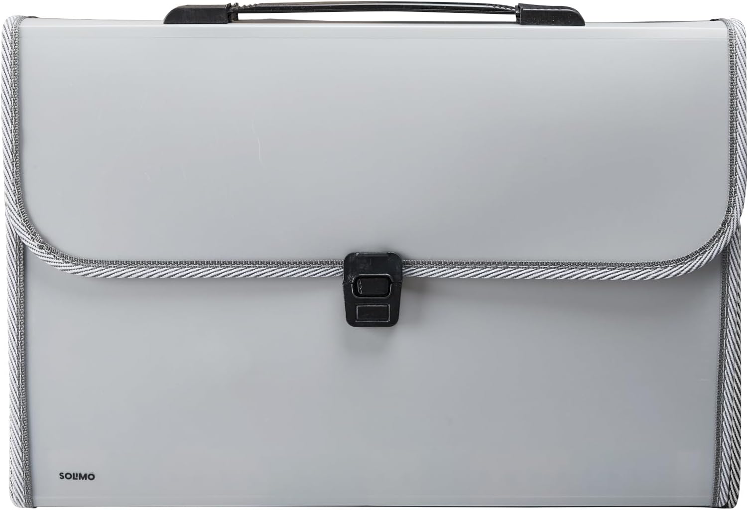 Solimo Expanding File Folder with 13 Pockets, Handle, and Buckle Closure, for A4 Size Documents (Grey)