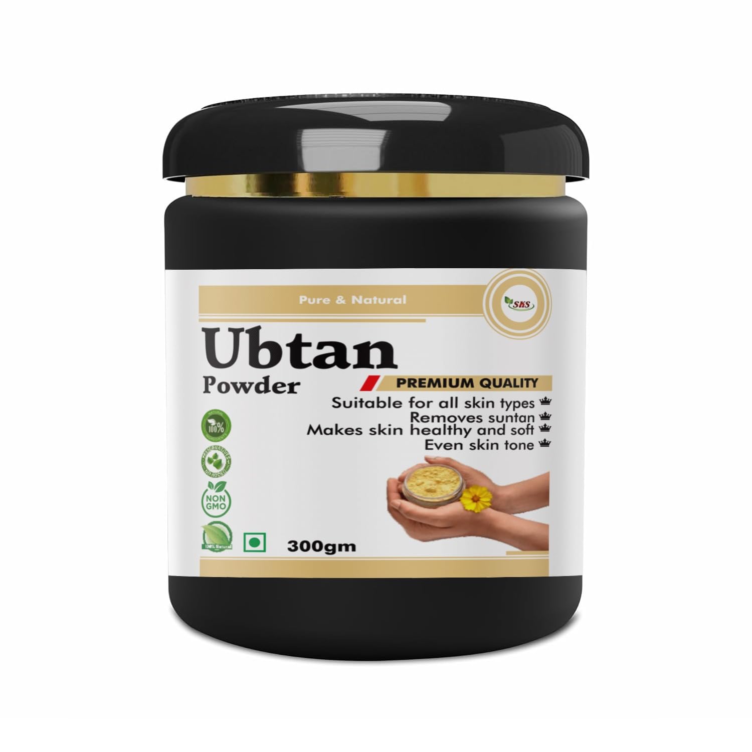 SKS UBTAN POWDER ANCIENT RECIPIE100% NATURAL FACE AND BODY SCRUB FOR GLOWING SKIN, OIL CONTROL, TAN REMOVAL GLOW WITH THE BLEND OF TURMERIC SANDALWOOD SAFFRON ROSE pack size 300 GM-image-13
