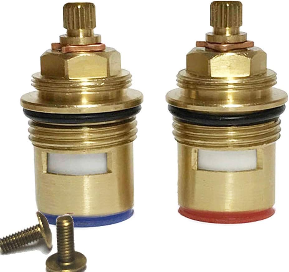 BSP 3/4" Pair of Bath Tap Cartridges Quarter Turn x 50mm x 20 teeth (Supplied with Solid Brass screws) (Pair (One of each))