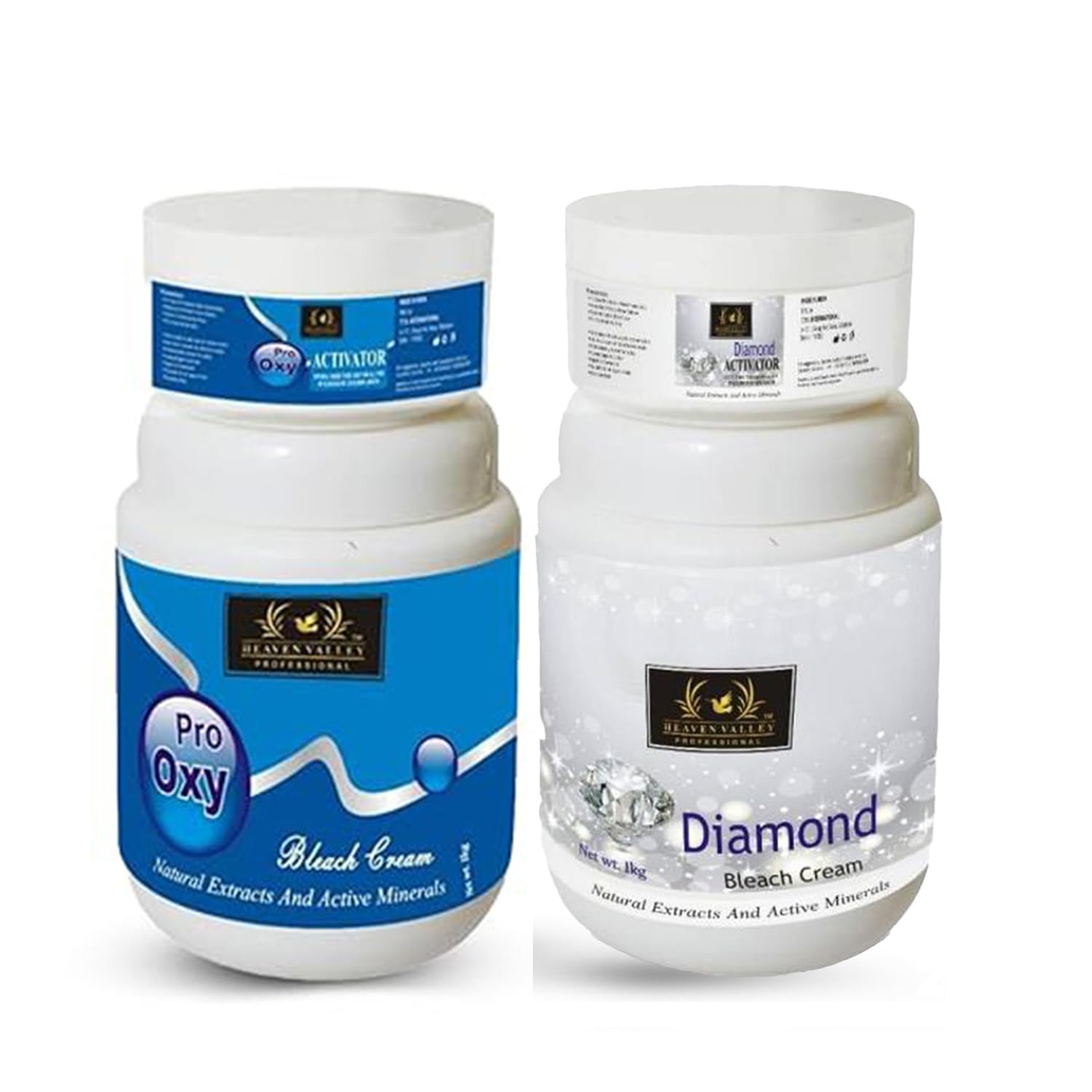 Heaven Valley Pro Oxy Bleach Cream & Diamond Bleach Cream 1kg with Natural Extracts and Active Minerals