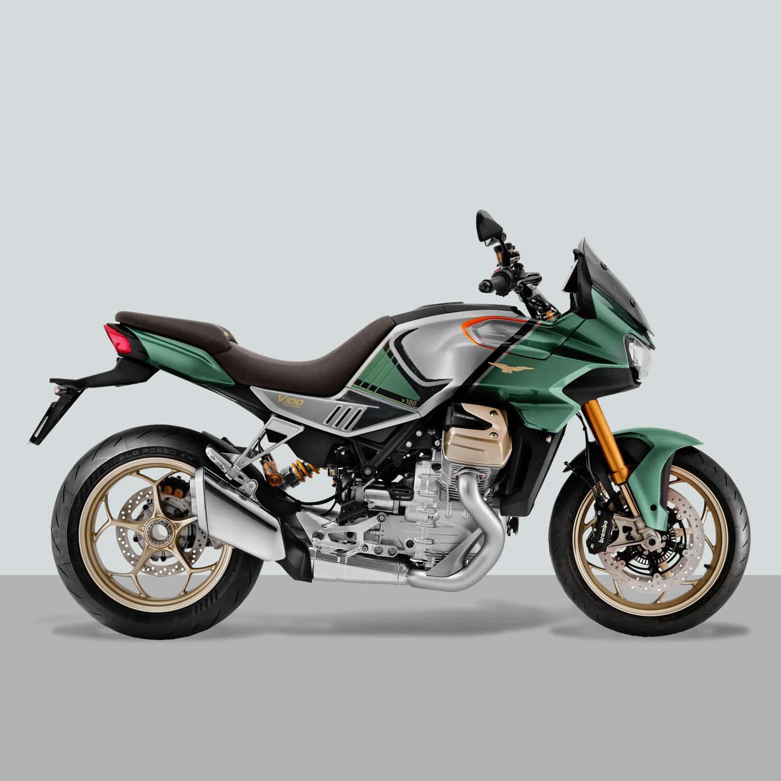 Resin Bike Kit Aufkleber Motorrad Kompatibel Mit Moto Guzzi V100 Mandello 2023-2025. Schutz Grip Motorrad Tank-Schutzfolie vor Stößen und Kratzern. Kit Aufklebersatz 3D-Harzklebstoff - Made in Italy