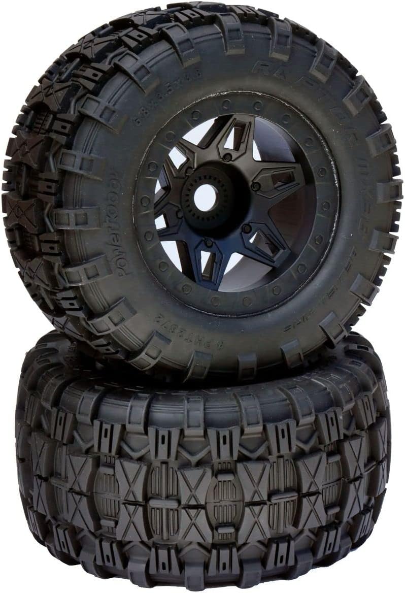 PHT2372B 1/8 Raptor 3.8 Belted All Terrain Tires 17mm Mounted - Black
