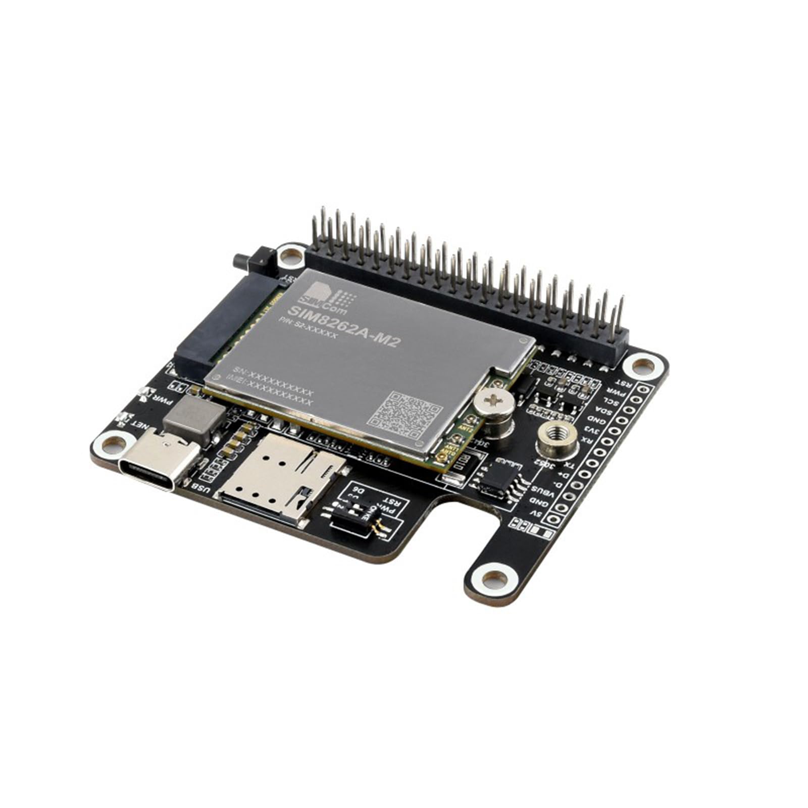 TUOPUONE PCIe to 5G/4G/3G HAT Compatible with Raspberry Pi 5 Compatible with 3042/3052 Packages SIMCom/Quectel 5G modules RPi 5 HAT with SIM8262A-M2 5G Module for Americas
