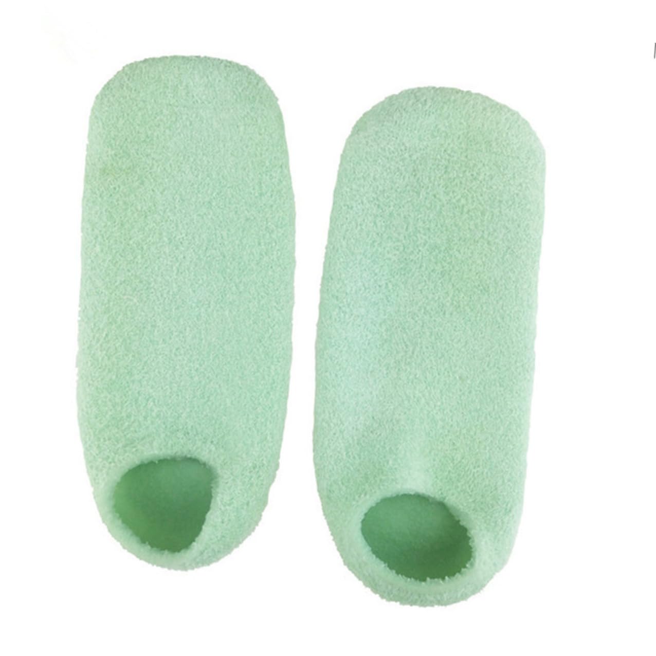 Cabilock 2 pares Guantes de Gel Hidratantes Exfoliantes para Manos y Pies para Cuidado Spa Blanqueamiento y Suavidad de Cutículas y Durezas Pack con Guantes y Calcetines Verdes