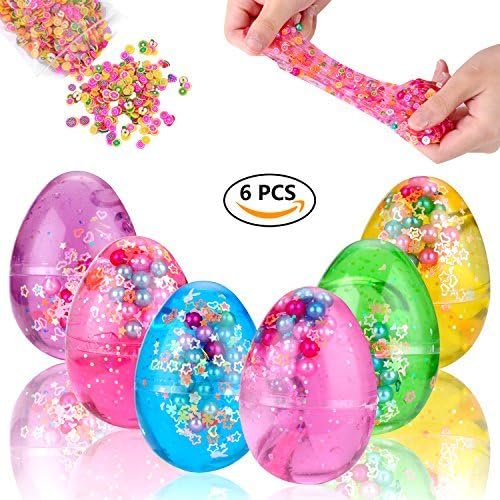 Hanker 6 Pack Colorful Soft Egg Fluffy Slime, Non Sticky Crystal Slime Scented Stress Relief Toy Sludge Toys
