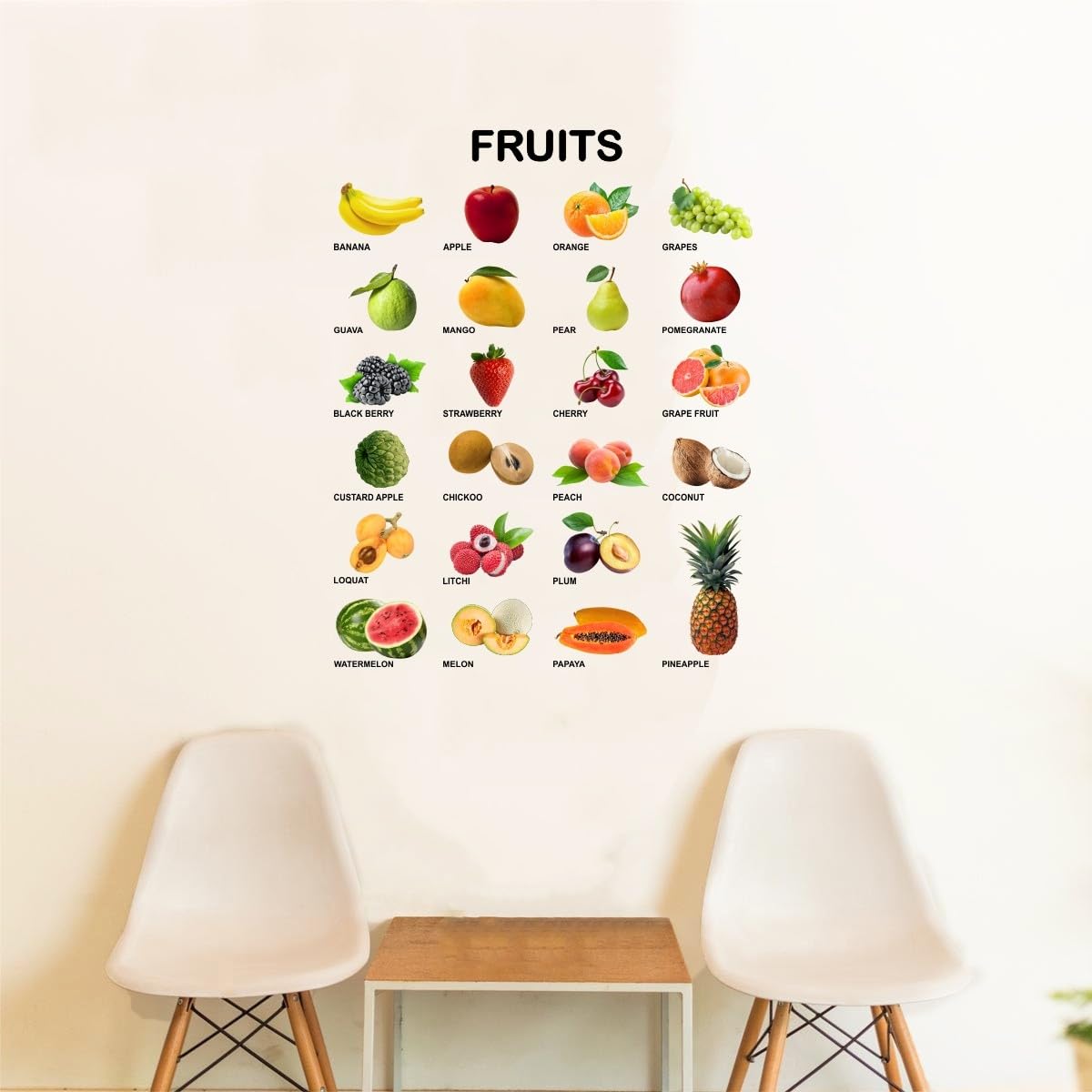 ' Fruits with Names for Kids Learning ' Kids Nursery Wall Stickers