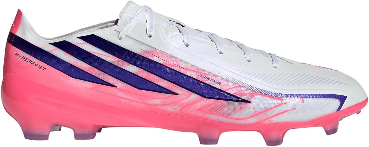 adidas F50 Hyperfast Pro Firm Ground Zapatillas - Blanco | Parte superior ligera Haloskin+, soporte Halocage+, zapatos de fútbol FG para césped natural