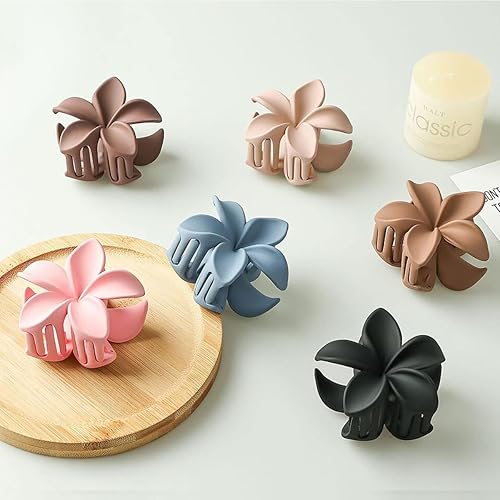 Miniatura 4 de 6 pinzas de garra de flores, pinzas de pelo antideslizantes mate, pinzas de pelo de flores hawaianas, elegantes pinzas grandes para cabello grueso