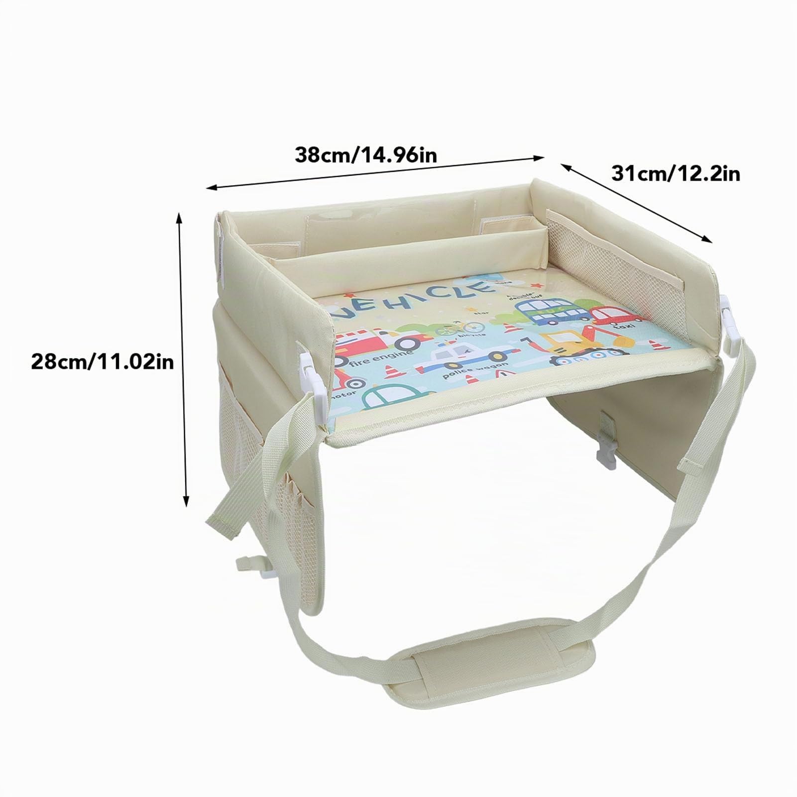 Bandeja de viaje para niños, organizador de escritorio plegable para niños, patrón de dibujos animados, imprescindible para viajes por carretera, para coche y avión, ideal para asiento de