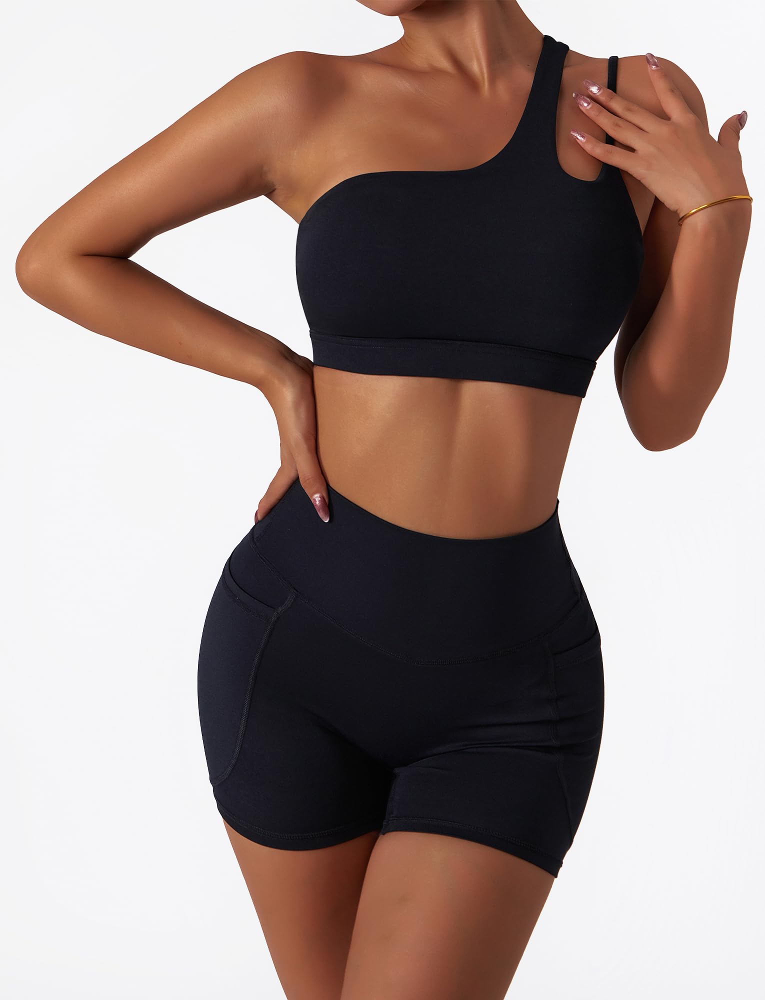 SEAUR Donna Reggiseno Sportivo a Fascia Monospalla Senza Ferretto Reggiseno da Yoga Senza Cuciture con Imbottiture Estraibili per Fitness Corsa Jogging
