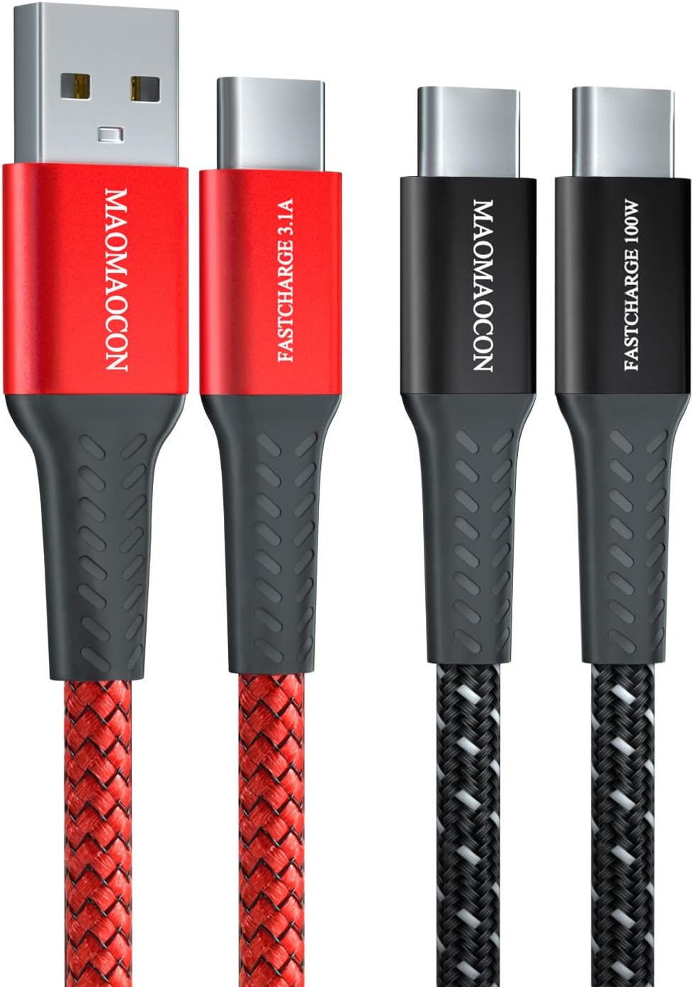 MAOMAOCON 2Pack USB C to 100W 2M Fast Charging Charger Cable + USB-A USB-C 3.1A 6.5ft Phone for iPad Pro iPhone 15 Max Samsung S22 Huawei Switch PS6 5 Google Pixel