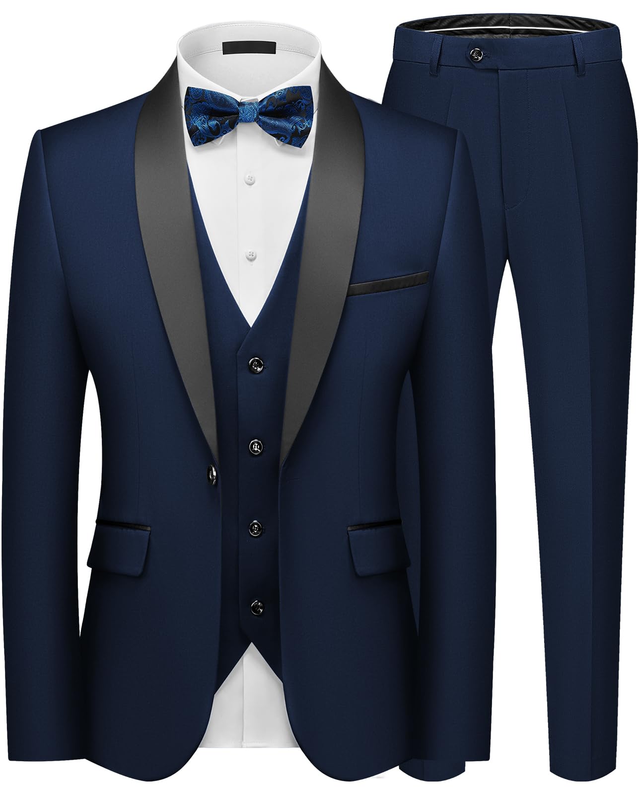 Traje para Hombre Negocio de 3 Piezas Ajustada Trajes Slim Fit Elegantes Boda Blazer Chalecos Pantalones