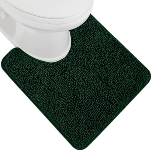 Gorilla Grip - Tapete de baño afelpado, absorbente, peludo, de felpilla, para base de inodoro ovalada, con reverso de caucho, suave, de microfibra,