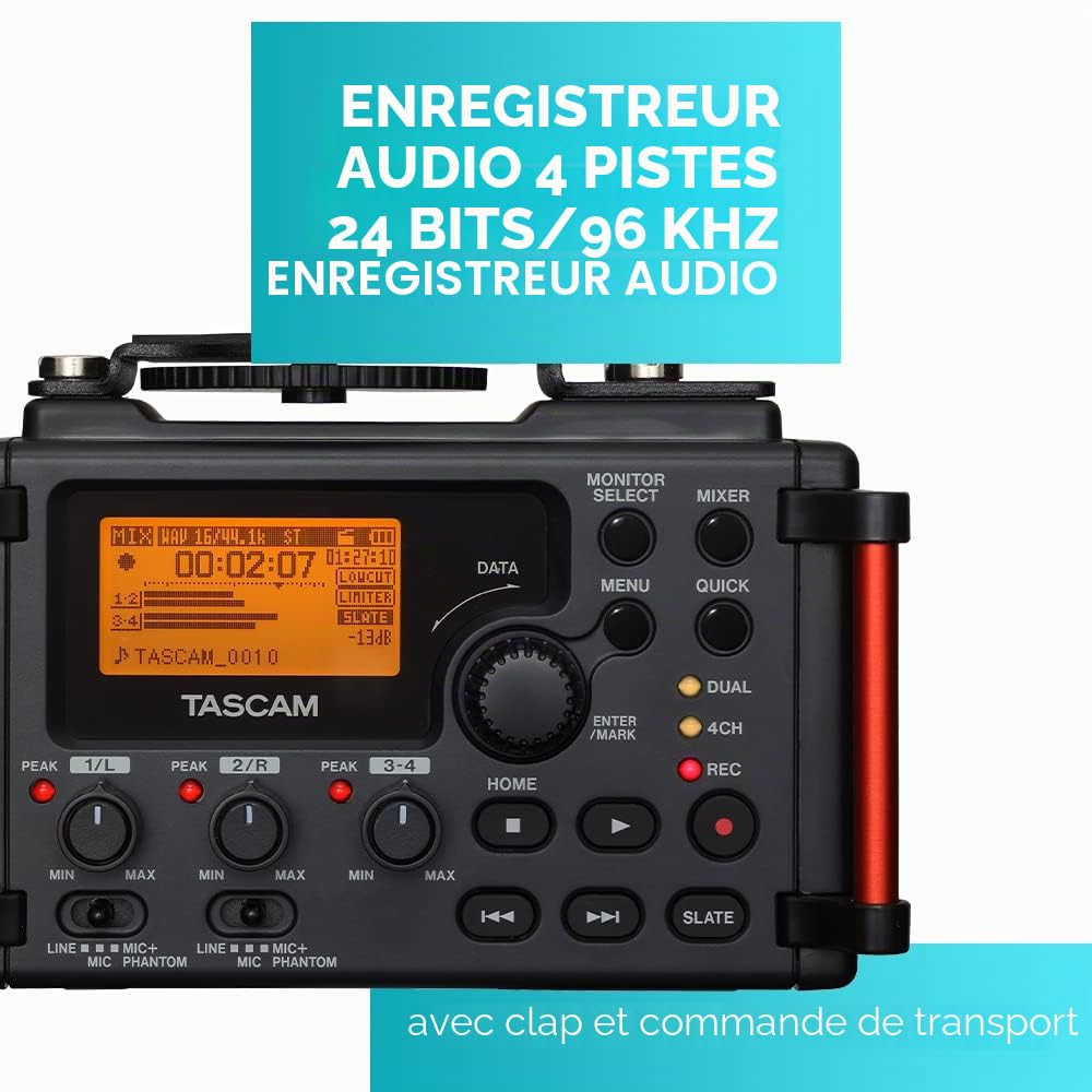 TASCAM DR-60DMK2 Enregistreur Audio 4 Pistes DSLR 1 Go SDHC 8 Heures WAV
