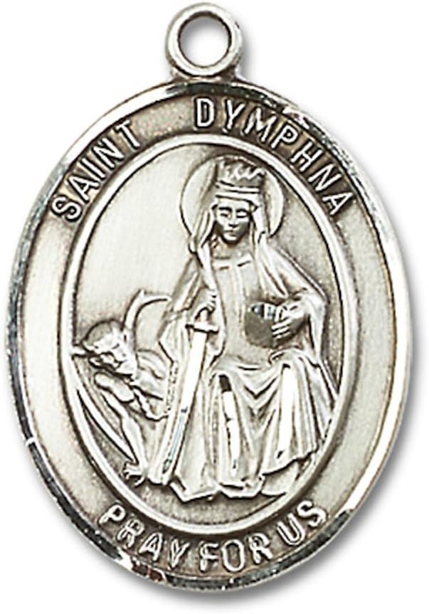 Bonyak Jewelry St. Dymphna Hand-Crafted Oval Medal Pendant in Sterling Silver
