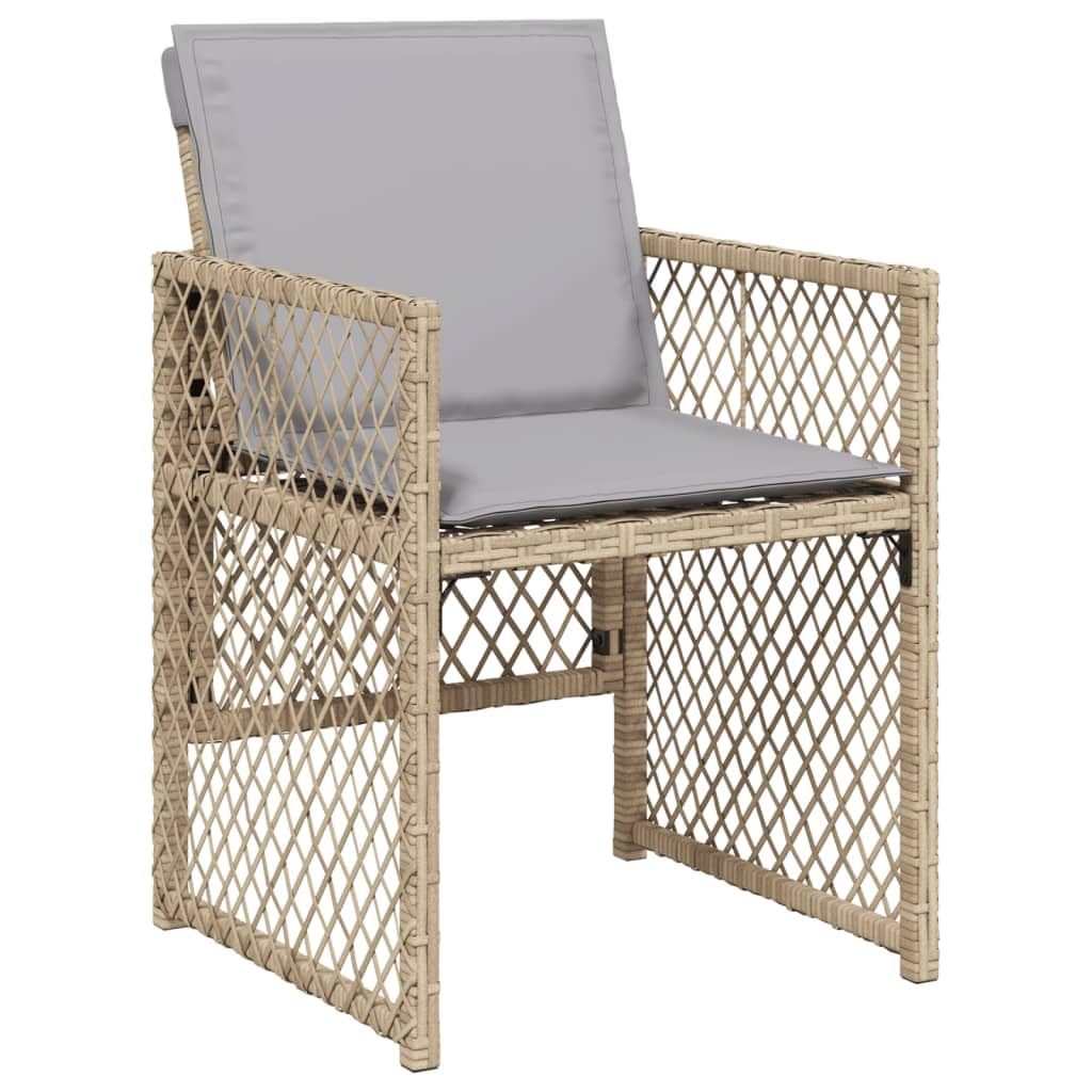 vidaXL Ensemble à Manger de Jardin 9 pcs avec Coussins Beige Poly Rotin - Mobilier d'Extérieur