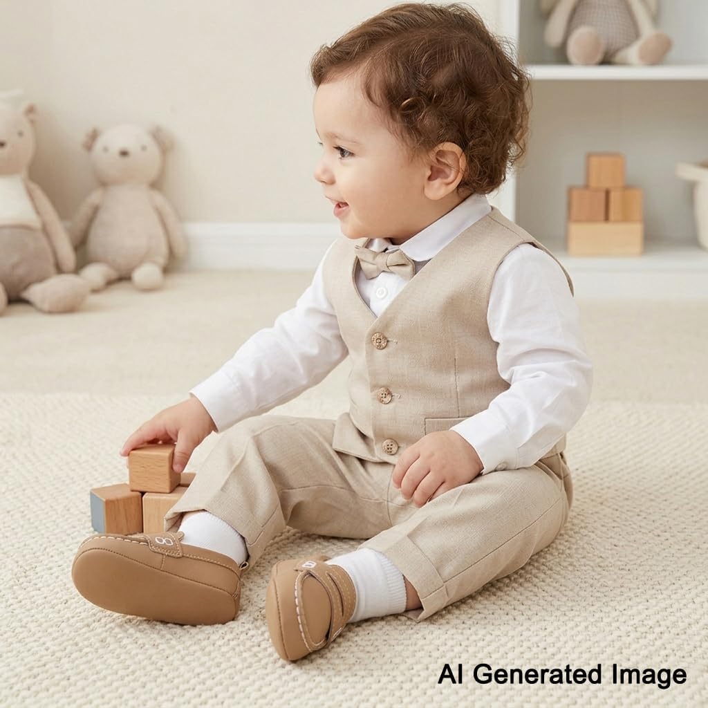 LONSOEN Baby Girls Boys Infant Loafers Prewalker Baptism Dress Crib Shoes image 2