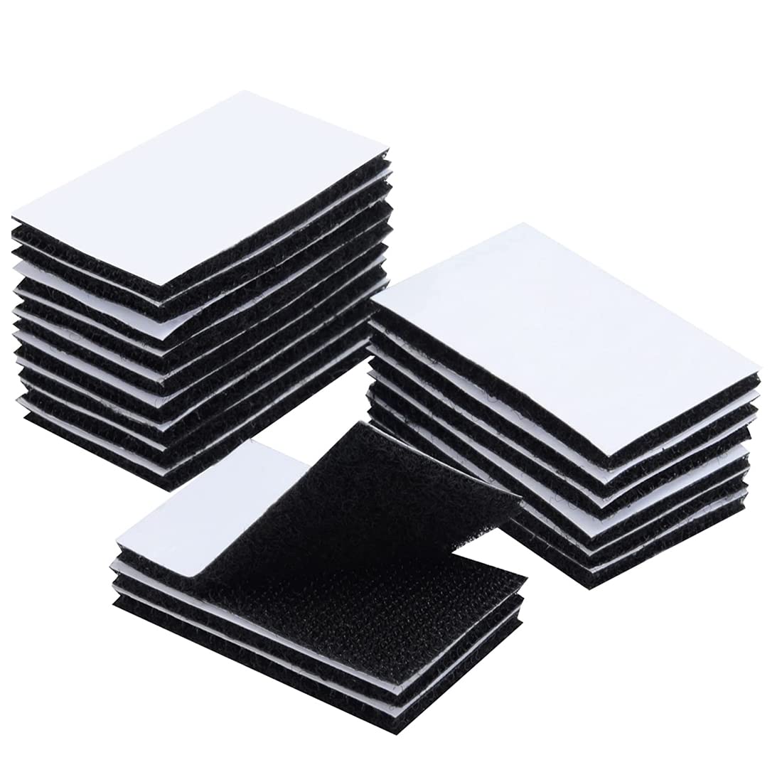 LEEQ Bande auto-agrippante industrielle 30 pièces 60 x 40 mm extra forte noir