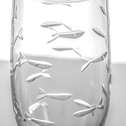 Miniatura 10 de Rolf Glass School of Fish - Copas de flauta de champán sin tallo de 8.5 onzas, copas de flauta para tostar, vidrio sin plomo, copas de flauta