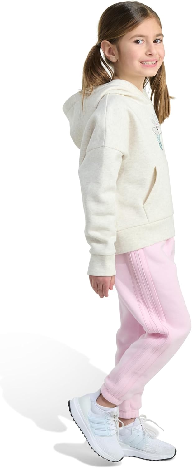 adidas baby-girls 2-piece Long Sleeve Hooded Heather Pullover & Jogger Set - Image 2