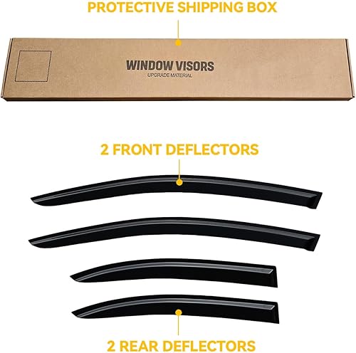 Miniatura 221 de Visera de ventana para Toyota 4Runner 2010-2024, protectores de lluvia de canal exterior, deflector de ventilación, sombra de viento, humo oscuro