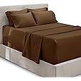 Elegant Comfort Luxurious 1500 Premium Hotel Quality Microfiber 4-Piece Sheet Set, 18-24 Inches Deep - Extra Deep Pocket Sheets - Ultra Soft 4PC Deep Pocket Sheets, King, Chocolate Brown
