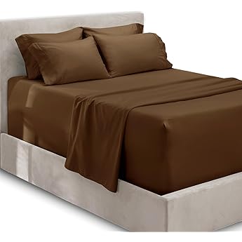 Elegant Comfort Luxurious 1500 Premium Hotel Quality Microfiber 4-Piece Sheet Set, 18-24 Inches Deep - Extra Deep Pocket Sheets - Ultra Soft 4PC Deep Pocket Sheets, King, Chocolate Brown