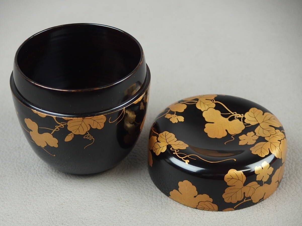 中谷博峰作 蔦 蒔絵 蔦割 香合 共箱 茶道具 骨董 茶道具 蒔絵 蔦