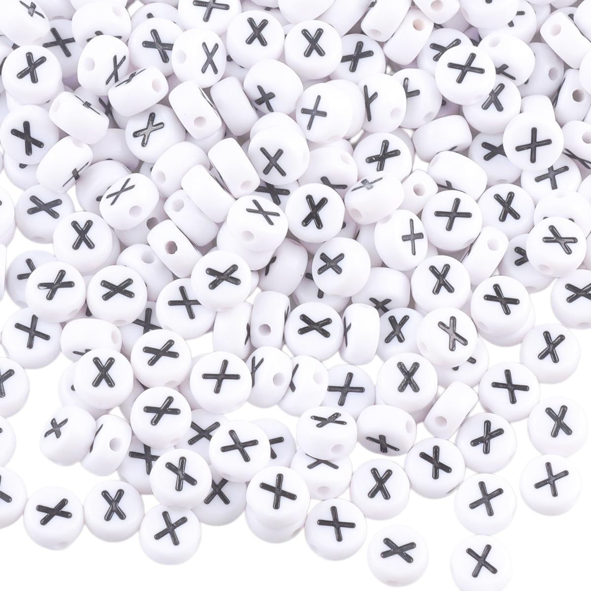1500Pcs Acrylic Letter X Beads,7mm Round Alphabet Beads for Bracelet Making,Spacer for Necklace,Earring and Jewellery Making