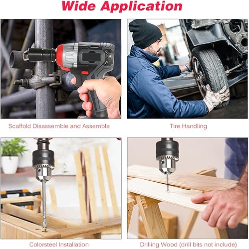Miniatura 5 de iMeshbean Llave de impacto eléctrica de 1/2 pulgada con 2 baterías de 3.0 Ah, velocidad variable y ajustable, kit multifuncional 3 en 1, estuche de
